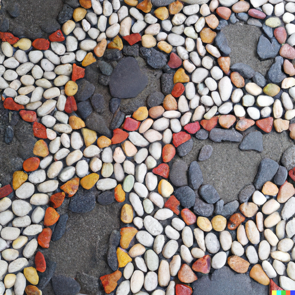 Ukážka kamennej podlahy - dekoratívny vzor z farebných kamienkov